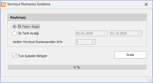 Yevmiye Numarası Düzenleme