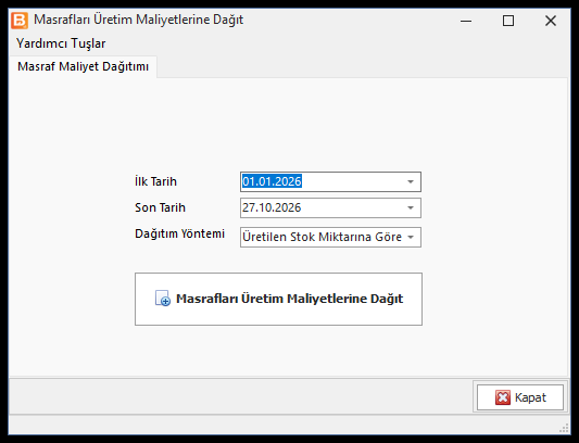 Masrafları Üretim Maliyetlerine Dağıt