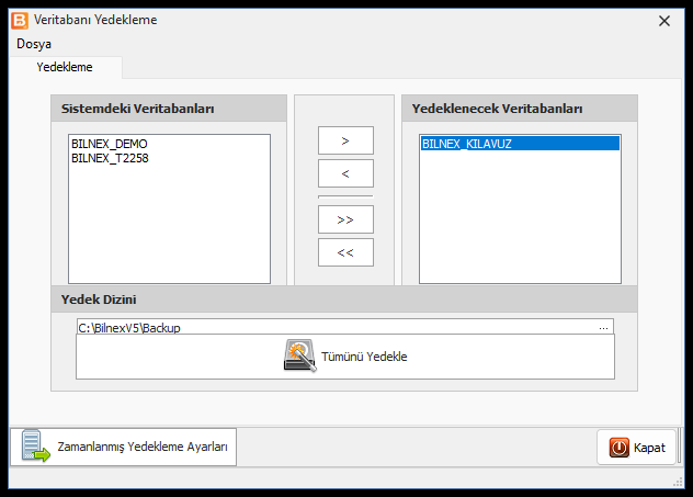 Veritabanı Yedekleme